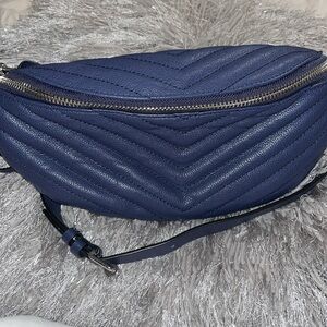 Rebecca Minkoff Leather Edie Sling Quilted Bag - Silver Hardware, Blue